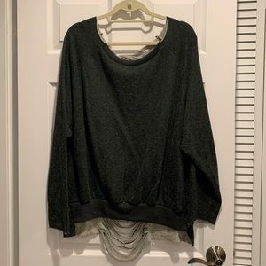 TOV long sleeved shirt in grey with back cut out